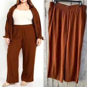 Old Navy Linen-Blend Wide-Leg Elastic Pull On Pant Precious Earth Women Sz Large